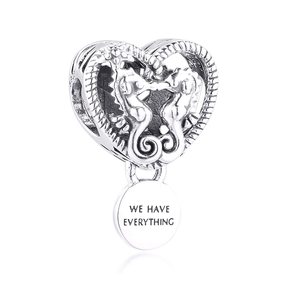 PANDOCCI 2020 Summer Openwork Seahorses Heart Bead 925 Silver DIY Fits for Original Pandora Bracelets Charm Fashion Jewelry