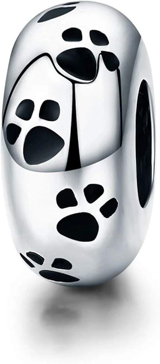 FeatherWish Sterling Silver 925 Love My Dog Pet Animal Paw print Family Best Friend Spacer Bead Charm Fits And Compatible With Pandora Bracelets Gift For Birthday Friend Sister Wife Daughter Mum