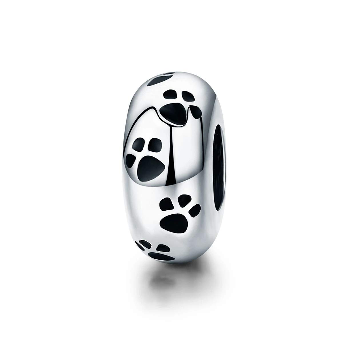 FeatherWish Sterling Silver 925 Love My Dog Pet Animal Paw print Family Best Friend Spacer Bead Charm Fits And Compatible With Pandora Bracelets Gift For Birthday Friend Sister Wife Daughter Mum