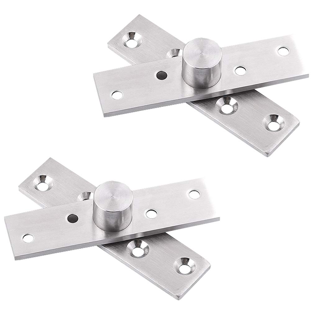 Tiberham 360 Degree Door Pivot Hinge, 2Pcs Stainless Steel Rotation Hidden Door Centre Shaft Pivot Hinges, Heavy Duty Concealed Rotating Door Hinge with Fixing Screws (75 x 17 mm) - Central Spindle