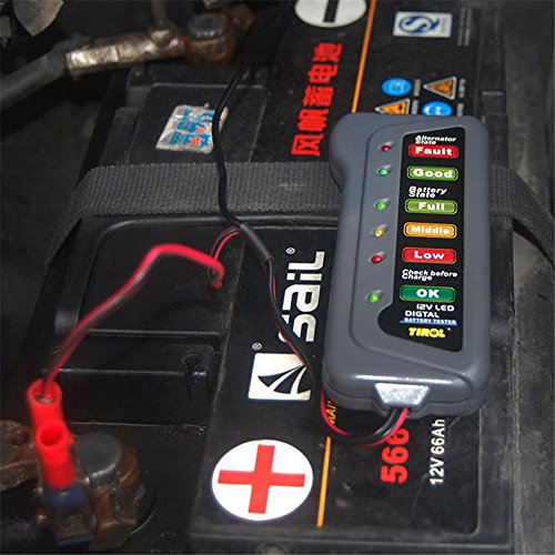 Tanice Digital Battery Alternator Load Tester 6 LED Display 12V for Car Vehicle Motorcycle Trucks
