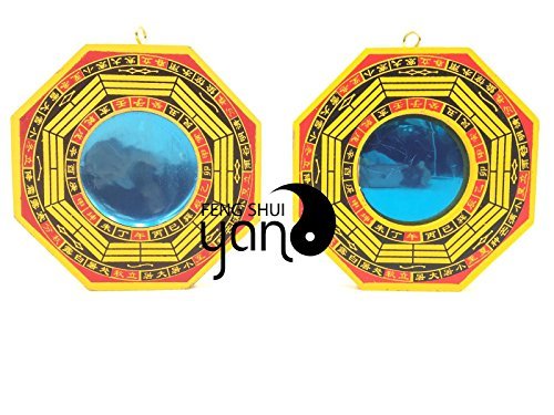 Feng shui mirror. FengShuiYan 4 Inch Bagua Mirror Set of 2 for Protection; One Concave Mirror for protection against passive negative energy & One Convex Mirror for protection against active harmful energy. #fengshui