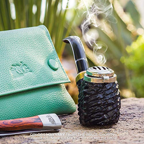 Mr. Brog Full Bent Smoking Tobacco Pipe - Model No: 21 Old Army Ebony Rusticated - Pear Wood Roots - Hand Made - Thumbnail 7