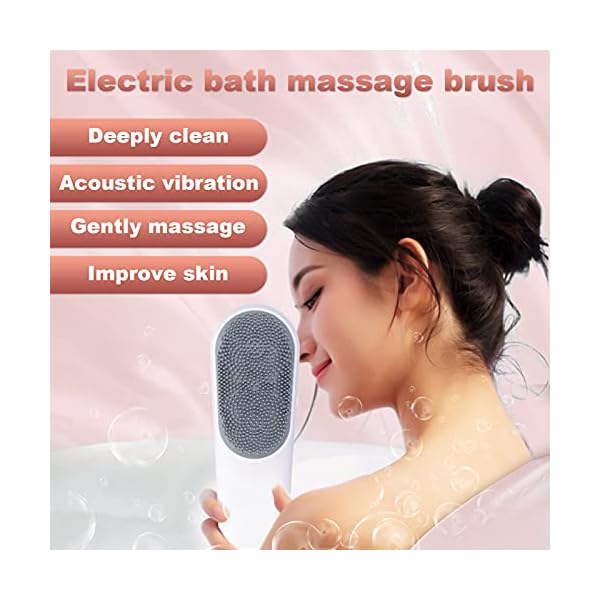 Bathing Accessory, Electric Shower Brush Long Service Life Silicone Material with Sound Waves for Smooth and Tender Skin