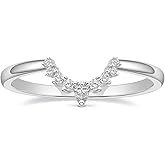 Mameloly CZ Wedding Bands for Women Pear & Round Shaped Cubic Zirconia Curved Stackable Engagement Rings for Her Size 4-12