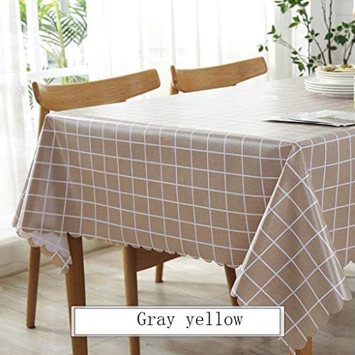 YIRE Table Cloth Pvc Waterproof And Oilproof Anti-hot Table Mat PVC Plastic Restaurant Rectangular Coffee Table Tablecloth (color : Gray yellow, Size : 120 * 170)