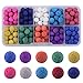 Color Lava Stone Beads Box Kit 200pcs 8mm Round Loose Chakra Rock Beads with Elastic Crystal String for Essential Oil Yoga Diffuser Bracelet Necklace Jewelry Making (Color Lava Stone Beads Kit)