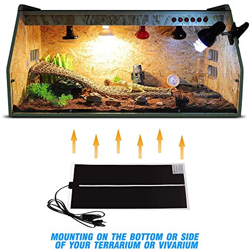 PeSandy Reptile Heating Pad with Temperature Adjustment, 110V NonAdhesive Heat Mat for Reptiles