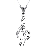 JBAERD Music Necklaces 925 Sterling Silver Earphone/Guitar Pick/Music Note Pendant Necklace Anniversary Birthday Gifts