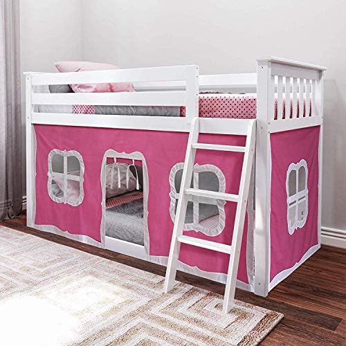 Max & Lily Low Bunk Bed, TwinOverTwin Bed Frame For Kids With