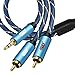EMK RCA Cable 3.5mm Male to 2RCA Male Stereo Audio Adapter Cable[Nylon Braided,Durable and Flexible] AUX RCA Y Cord Compatible with Smartphones, MP3, Tablets, Speakers - Blue (3Ft/1Meters)
