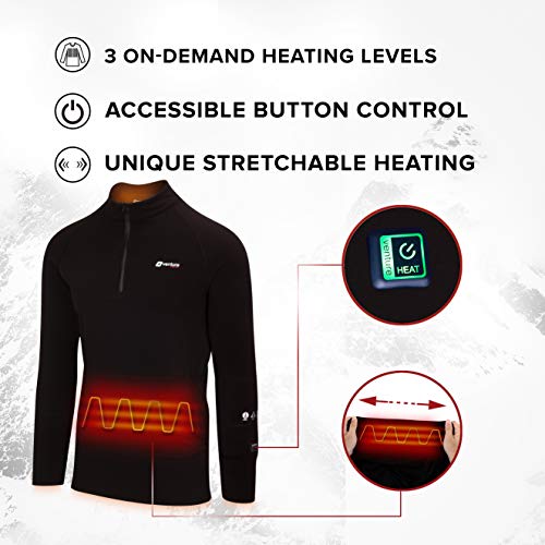 Venture Heat Men's Heated Shirt Thermal Underwear with Battery Pack - Long John, 1/4 Zip Electric Base Layer Pullover… - Image 4