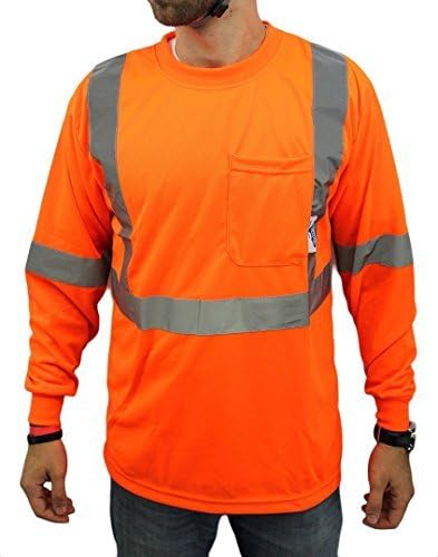 True Decor Large/Class 2 Max-dry Moisture Wicking Mesh Long Sleeve Safety T-shirt, Neon Orange by TRUE