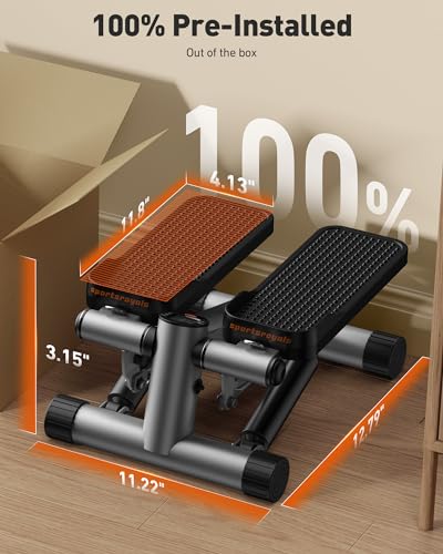 FEIERDUN 2 in 1 Vertical & Twisting Stepper, Mini Stair Stepper with Resistance Bands, 400LBS Capacity Hydraulic Fitness Stepper with LCD Monitor
