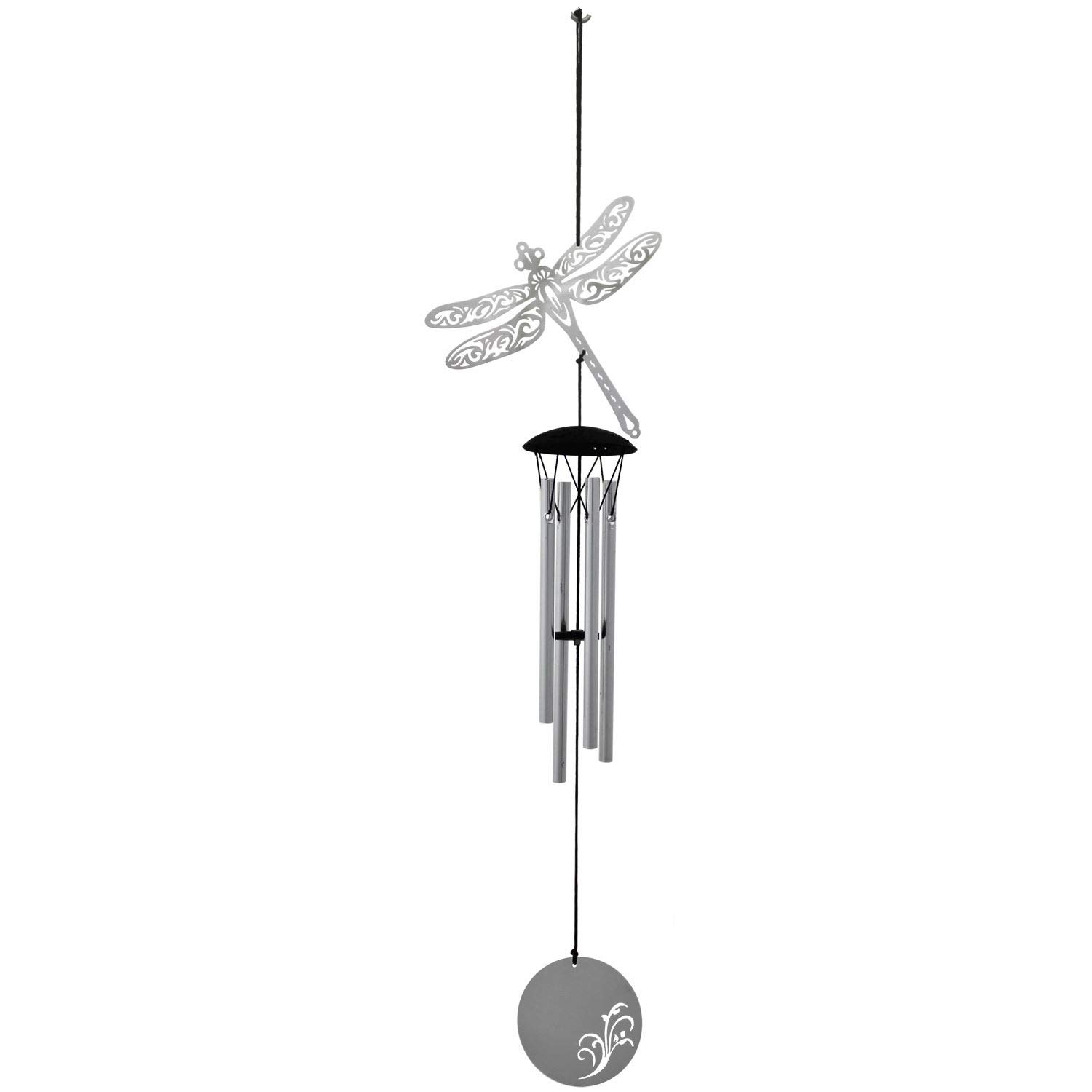 Woodstock Chimes FLDR Dragonfly Flourish Chime - Silver, 46x11x11 cm
