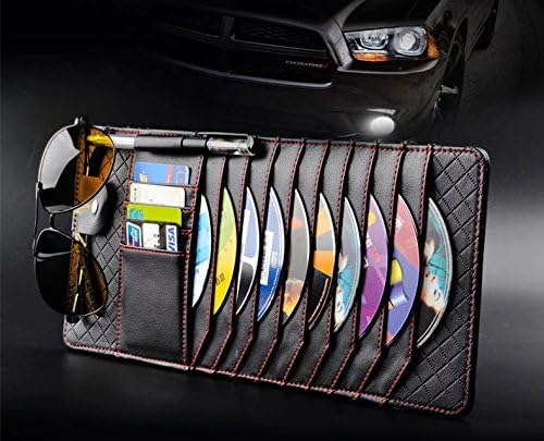 TO Design Auto Luxury Leather Auto Car Sun Visor Shade Organizer Black CD/DVD Sports Fashion Travel Holder Bag Cards Wallet Pocket Pen Glasses Clip Cover Storage