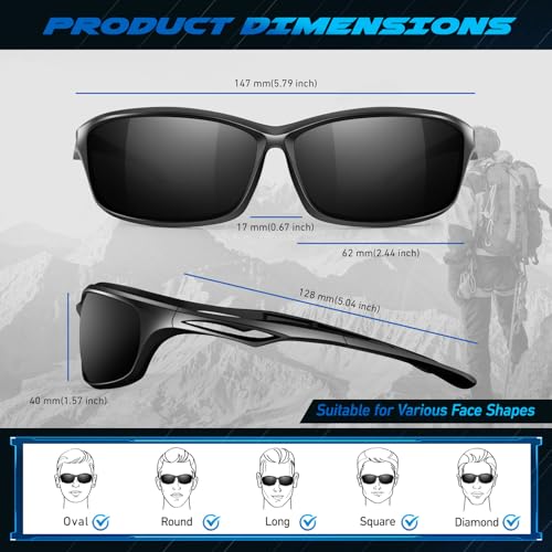 LINVO Sunglasses Men Polarized Sports Cycling Glasses TR90 Ultralight Sunglasses Golf Running Fishing Men Women Protection UV400