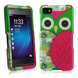 Green Pink Owl Design Hard Cover Case for Blackberry Z10 by ApexGears