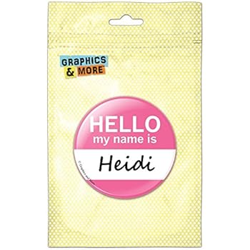 Heidi Hello My Name Is Kitchen Refrigerator Locker Button Magnet - 3 Inch Diameter