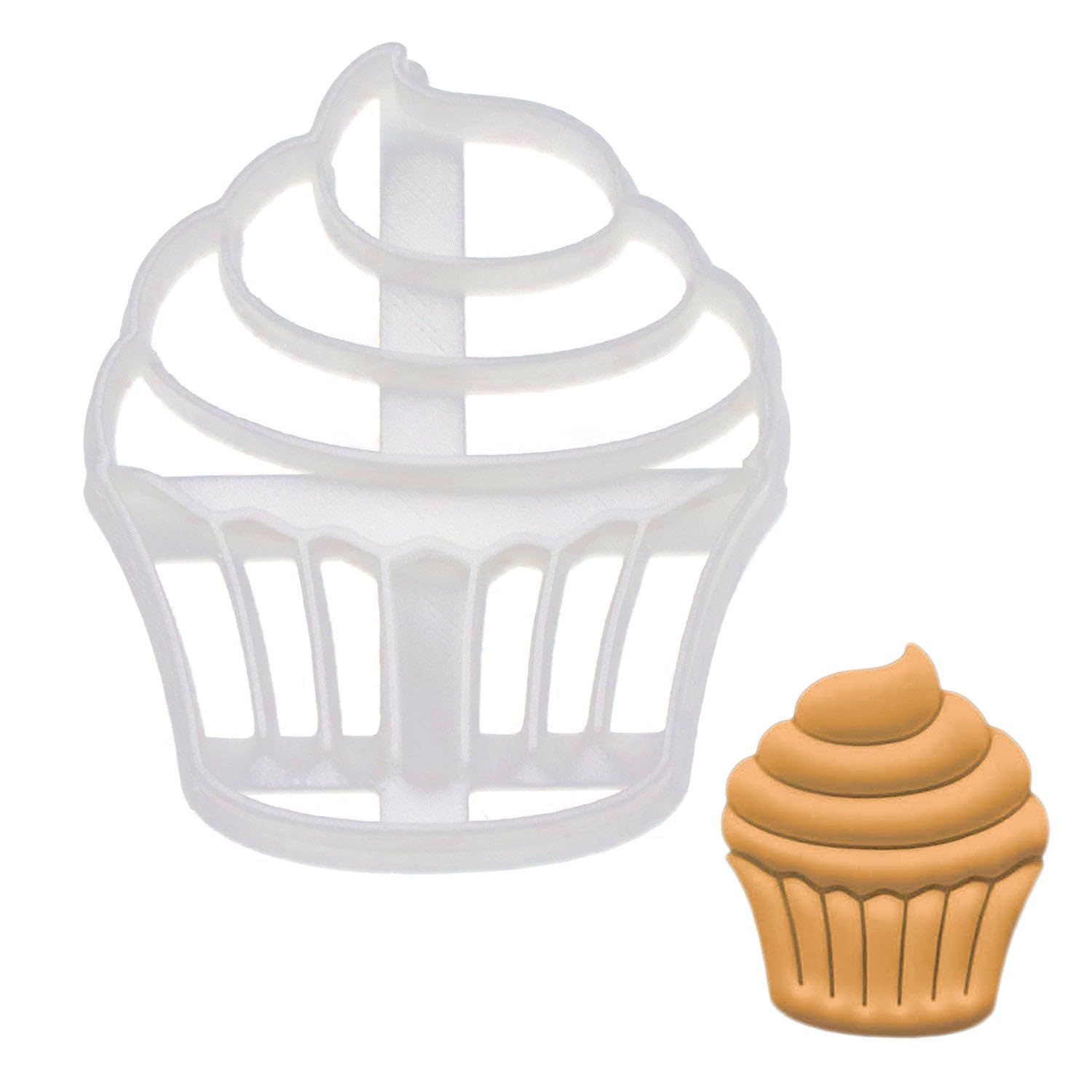 BAKERLOGY Cupcake Cookie Cutter - Detailed Biscuit Cutter Design for Baking and Crafts, Ideal on Fondant, Dough, Clay