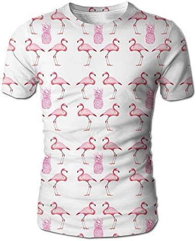 Fashion 3D Printed Men's Pineapple Flamingo Tshirt White Size M