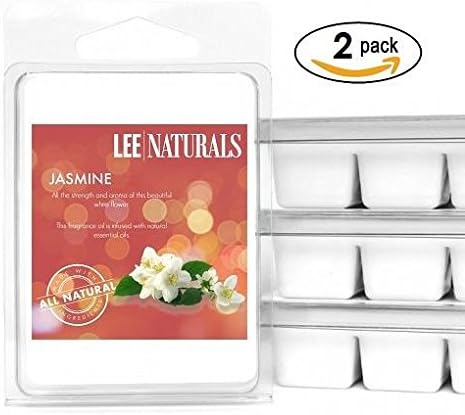 Lee Naturals Classics - (2 Pack) JASMINE Premium All Natural 6-Piece Soy Wax Melts. Hand Poured Naturally Strong Scented Soy Wax Cubes