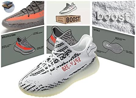 LUONEKE Men's Women's Breathable Mesh Boost 350 V2 Sport Sneakers Yeezy Running Shoes Fitness Sneakers (US_7/EUR_40/cm_25, Zebra)
