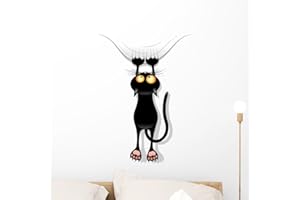 Cat Scratching Cat Funny Wall Decal Wallmonkeys Peel and Stick Graphic (24 in H x 24 in W) WM232439