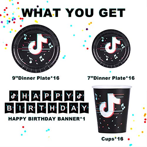 Party Packs Balloons Plates Tik Tok Party Supplies for 16 Guests