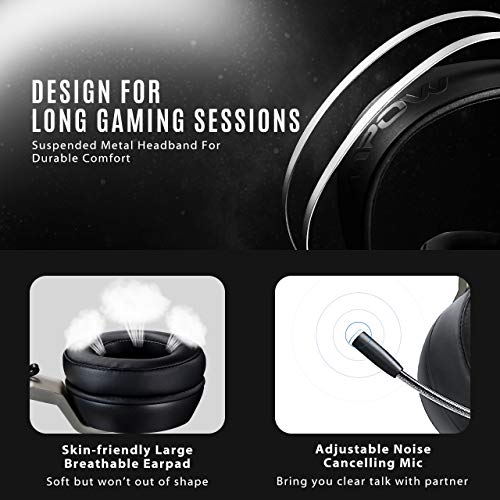 Mpow EG3 PRO Gaming Headset (All-Platform Edition), with Mic, 50mm Drivers, Bass Boost Surround Sound, In-line Control, Zero Fatigue Earpads, PC, PS4 Headset, LED Gaming Headphone for Xbox one, Switch - Thumbnail 4