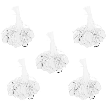 ULTNICE Preis Etiketten Hängeetiketten String für Schmuck Kleidung Schuhe Waren 500 pcs (Weiß)