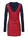 Joeoy Women's Casual Long Sleeve Drawstring Striped Bodycon Hoodie Dress
