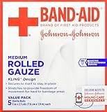 Band-Aid Brand of First Aid Products Rolled Gauze, Minor Wound Care, 3 Inches by 2.1 Yards, 5 Count Value Pack