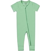 GUISBY Rayon Made from Bamboo Baby Pajamas, Summer Short Sleeve Footless Rompers, 2 Way Zipper Sleeper