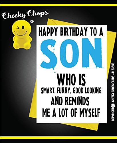 Funny Son Birthday Card Humour From Mum Dad Smart Good Looking Joke Banter Card For Him Men Teen Boy C121