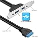 VIMVIP Dual USB 3.0 Female Back Panel to Motherboard 20pin Cable with PCI Bracket 50cm