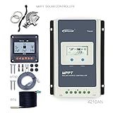 EPEVER 40A MPPT Solar Charge Controller 100V PV Negative Grounded Tracer 4210AN + Remote Meter MT-50 + Temp Sensor Solar Regulator with LCD Display for Gel Sealed Flooded Lithium Battery