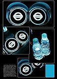 Bearfire Car Logo LED Cup Pad led cup coaster USB Charging Mat Luminescent Cup Pad LED Mat Interior Atmosphere Lamp Decoration Light (Nissan)