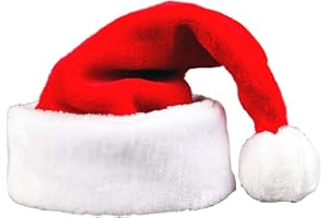 LONGTEN Adult's and Children Kids Santa Hat, Velvet Christmas Hat with Plush Trim ∧ Comfort Liner Unisex