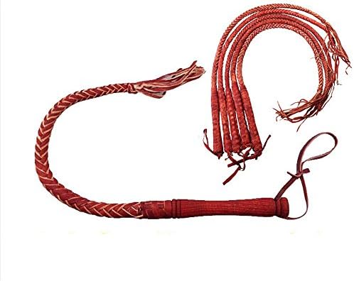 Suzhou Lofter Cossacks Handmade Collectable Horsewhip Knout Top Leather Horse Whip Riding Crop (Red)
