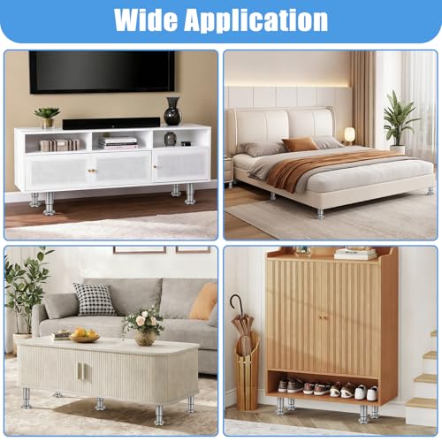 Set of 4 Adjustable Stainless Steel Furniture Legs, Table Legs, Bed Legs, Bathroom Furniture Feet for TV Cabinet, Sofa, Chair, Bathroom (8-12 cm)