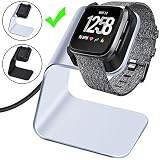 CAVN Charger Dock Compatible with Fitbit Versa/Versa Lite (Not for Versa 2), Premium Aluminum Charging Cable Cord Station Cradle Base Attached 4.2ft USB Stand Cable Smartwatch Accessories (Silver)