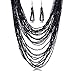 New 18K Gold Multi-Layer Chunky Long Seed Bead Beaded Long Necklace Earrings Set
