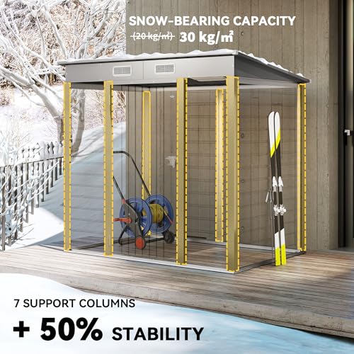 Outsunny 6' x 4' Outdoor Storage Shed, Easy to Assemble Galvanized Metal Garden Shed, Waterproof Tool Shed with Lockable Door and 2 Vents for Backyard, Lawn, Patio, Light Grey