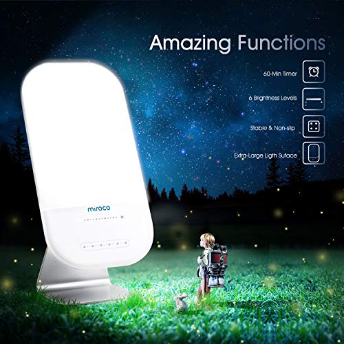 Light Therapy Lamp, Miroco LED Bright White Therapy Light UV Free 10000 Lux, 6 Brightness