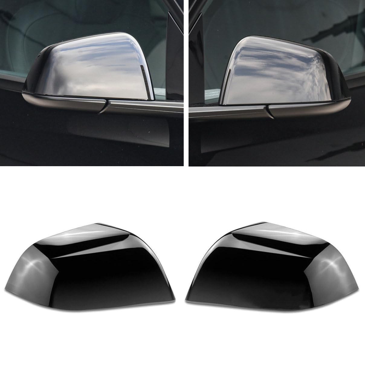 Photo 1 of Left & Right Side Rearview Mirror Cover Cap For Tesla Model 3 Model Y 2017 2018 2019 2020 2021 2022 2023 (Black for Model Y)