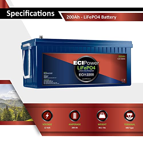 ECI Power 12V 200Ah Lithium LiFePO4 Deep Cycle Rechargeable Battery