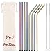JOYECO 8 Pcs Reusable Metal Straws Stainless Steel Drinking with Case, 10.5 inches Extra Long for 20oz 30oz Tumblers, Rainbow Multi-Colored