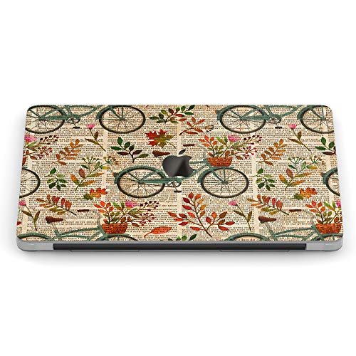 Wonder Wild Case For MacBook Air 13 inch Pro 15 2019 2018 Retina 12 11 Apple Hard Mac Protective Cover Touch Bar 2017 2016 2015 Plastic Laptop Print Floral Bicycle Newspaper Pattern Vintage Plant Leaf
