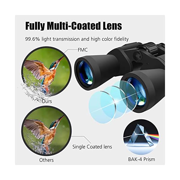 BRIGENIUS 10x50, HD Fernglas Erwachsene, Kompakt mit Nachtsicht, Wasserdicht FMC-Linse für Vogelbeobachtung Wandern Jagd Sightseeing – Bild 5